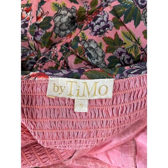 byTimo Floral Ruffle Cold Shoulder Mini Dress Dahlia Floral Womens Small - Picture 8 of 10